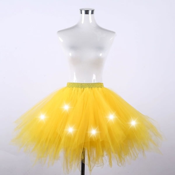 Kjolar Mötesfest Tutu Tyllkjol Underkjol Balett Hoop Kjol 4-lagers kjol Yellow M