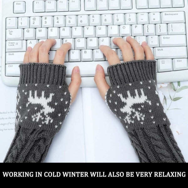 Winter Fingerless Gloves - Naisten käsivarsien lämmitinkäsineet Knit Croch DXGHC