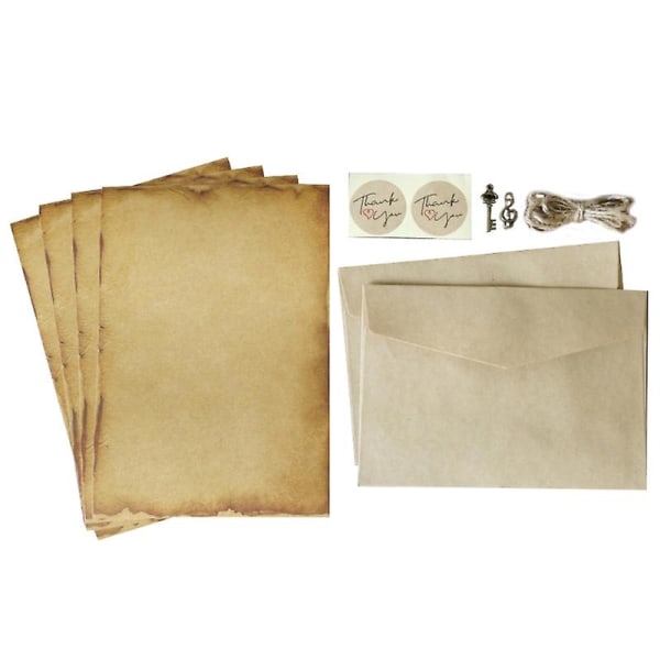 1 sæt antikt stationært brevpapir A5 Kraft brevpapir kit til invitationer