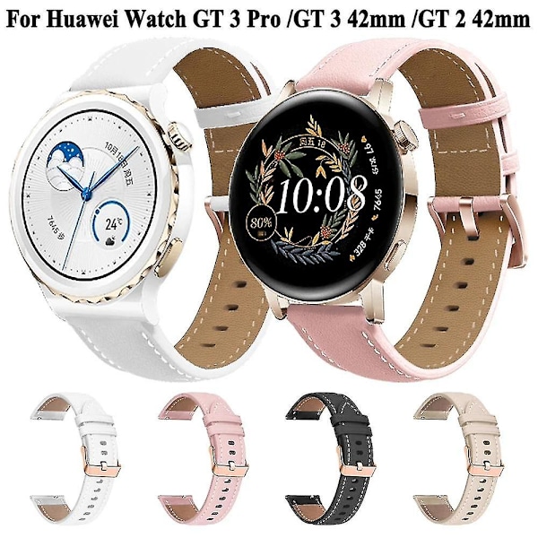 Garmin / Huawei / Samsung Passar olika klockmodeller, 18/20 mm läderarmband med metallspännen, armband för män och kvinnor rosa pink 18MM