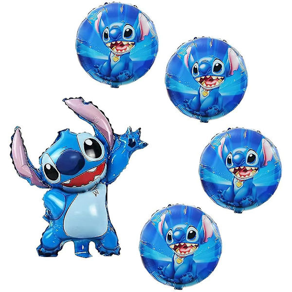 5 kpl Lilo ja Stitch -ilmapalloa, Lilo ja Stitch -juhlakoristeet