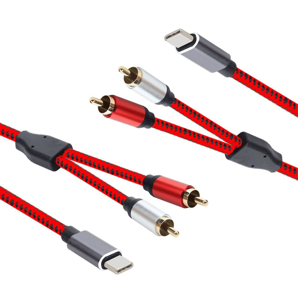 2x USB Typ-c til 2 RCA-lydkabel Typ C RCA-kabel Jack Typ C RCA-kabel kompatibel med højtaler Hem-TV