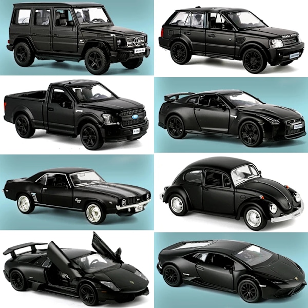 1:36 Painevalettu auto, valtuutetut mallit, tumman musta sarja, hienosti tehty keräilylelu, pienet miniautot, 12,5 cm taskulelu pojille 039M-Colvette C7
