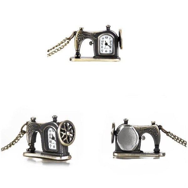 Retro antik bronslegering symaskin design klokka med halsband kedja bästa present