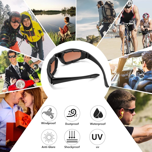 3 st Cykelglasögon för utomhus Vindtäta skyddsglasögon Öken dammsäkra g