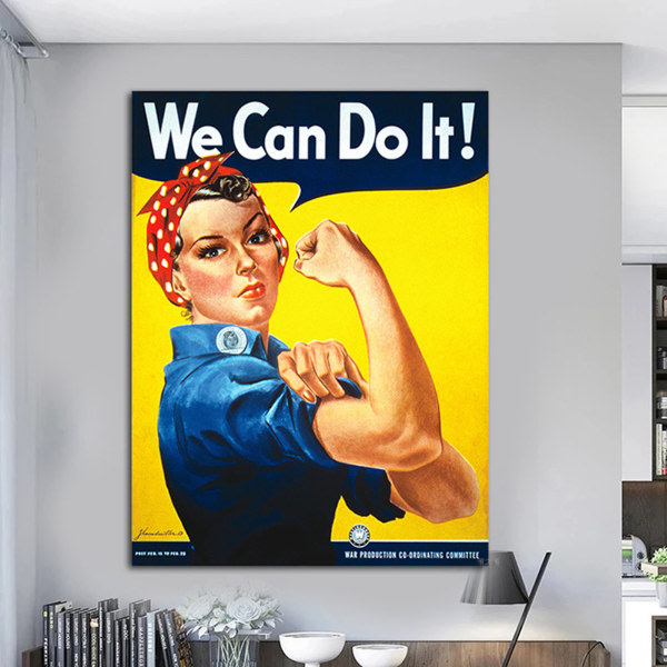 Feministisk vintageaffisch WWII-skylt Hemmakontor Restauranger Väggdekorationer 18x24tum