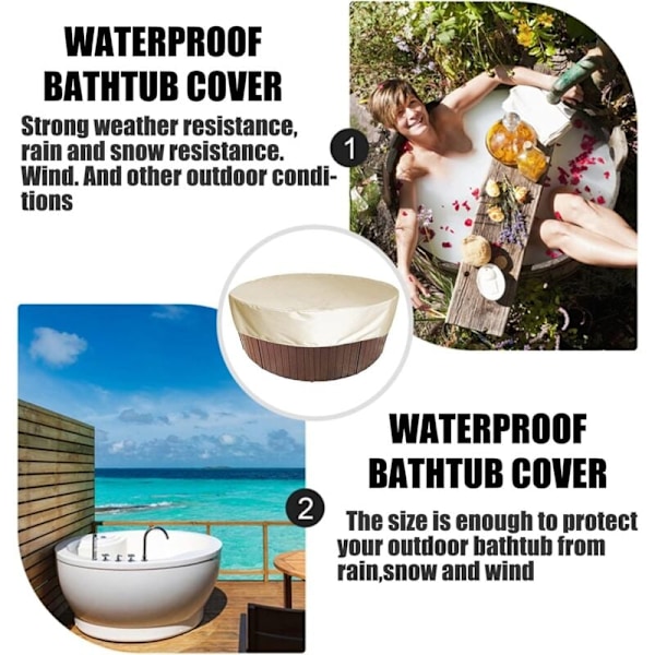 Vandtæt Rundt Udendørs Spabad Cover, UV-Resistent Vindtæt Spa Pool Låg, Sort, 200x30cm[YD]