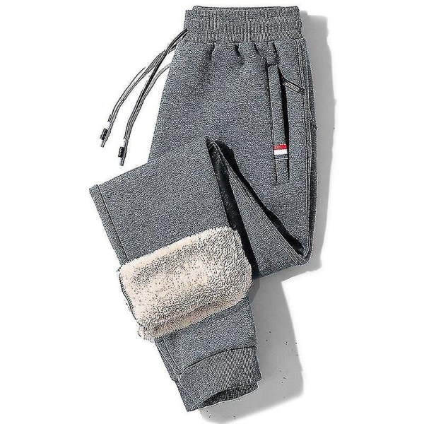 Vintervarma Fleecebyxor Herr Lammull Tjocka Casual Termiska Sweatpants Herrbyxor Märkesmode Herr Joggers Ribbstickade Ben Grå XXXXXL (99 till 108 KG)