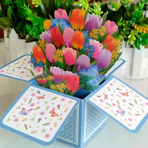 3D Pop-up bukett papirblomster 4 4