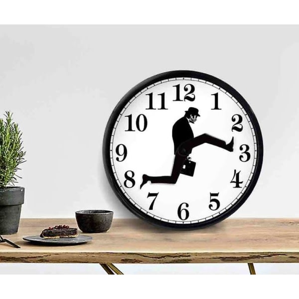 Monty Python Inspireret Silly Walk Väggklocka Creative Silent Mute Clock Väggkonstpresent Svart