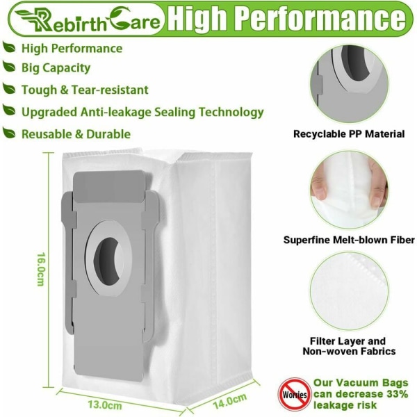 10-pakning støvsugerposer til iRobot Roomba i7 i7+ i7 Plus S9 S9+ i3 i3+ j7 j7+ E5 E6 E7 iRobot Erstatningspose for iRobot Roomba i7