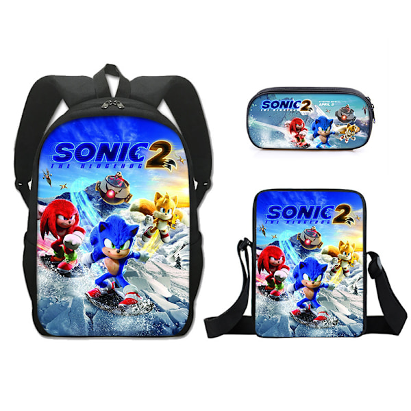 Sonic skolryggsäck för barn, matlåda, pennfodral set om tre - spotförsäljning 40