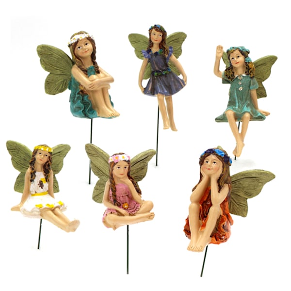 6 st Miniatyr Trädgårdsfigur Älvor Dekoration för Fairy Outdoor Garden Yard Hem Mini Fairy Staty Figur Lätt att Använda Present