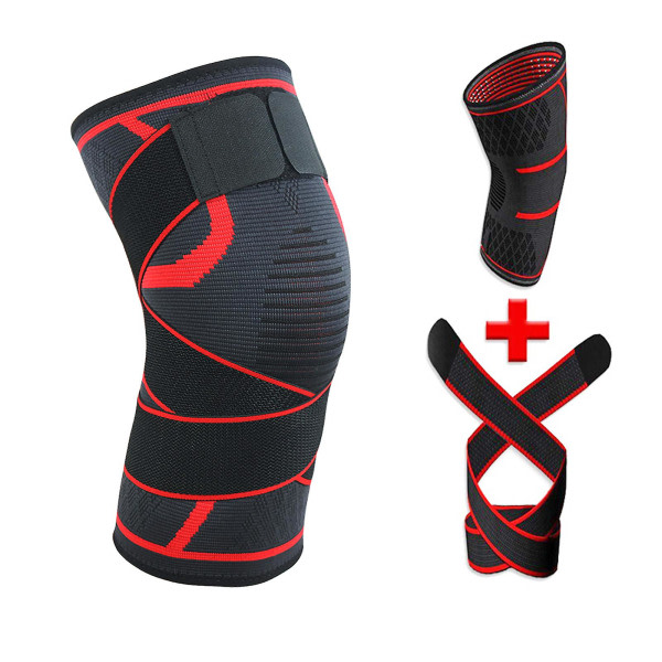 2-delat(l) sportknästöd för män och kvinnor, rött justerbart elastiskt medicinskt knästöd, remmar Knä meniskligamentstöd för artros, löpning