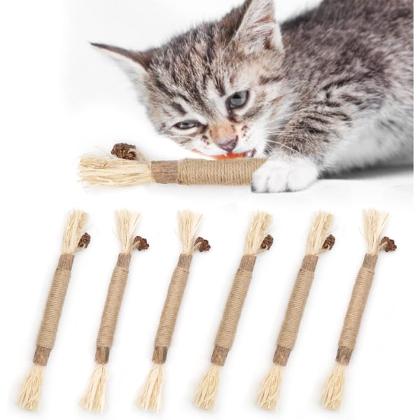 (c)6-pack Naturlig Matatabi Silvervine Tuggleksak, Kattleksak, Perfekt Present till Kattungar