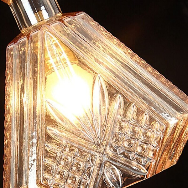 Justerbar Kabelkaraff Glasflaska Hängande Ljus Carved Glas Hängande Ljusarmaturer A