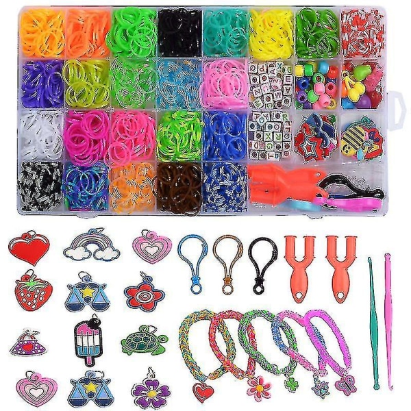 Gummibånd Refill Kit Armbåndsfremstillingssæt med 1500 farverige bånd i 23 farver