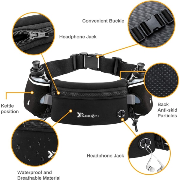 Running Belt with Water Bottles(2 x 175ML), Hydratio