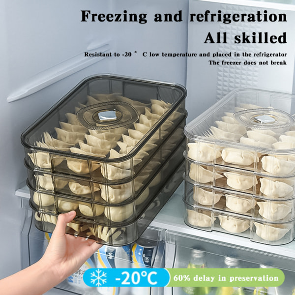2/4-lagers Dumplings Förvaringsbeholder Flerlagers kjøleskap Matbeholder for kök Klar tvålager