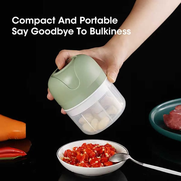 Mini Elektrisk Grøntsagsskærer Hvidløgspresser USB-opladning Ingefær Kød Hakker Foodprocessor Køkken Gadgets white-100ml