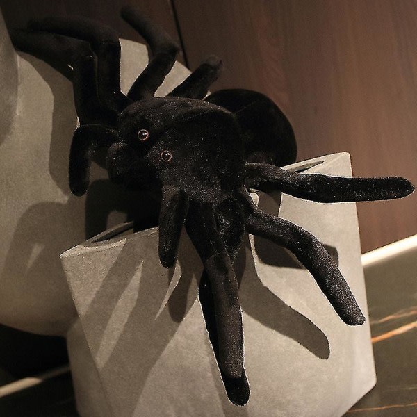 Black Spider Plysj Collectible Dekorative Big Eyes Tarantula Stuffed Toy Myk