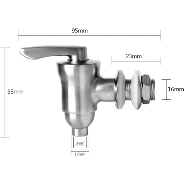 Ersättningskran for drikkebeholder, børstet rustfritt stål og keramisk ventil, erstatningskran for vanndispenser