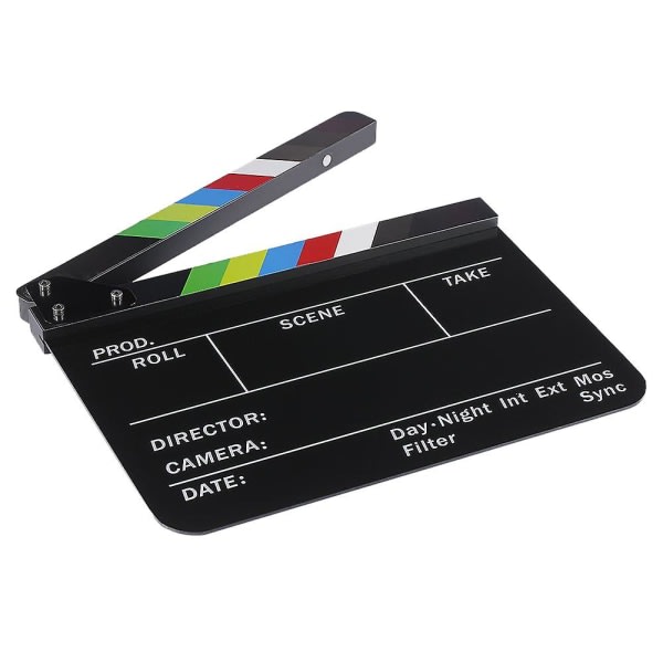 Dry Erase Regissørfilm Film Clapboard Cut Action Scene Clapper Board skiffer med fargeglada pinnar