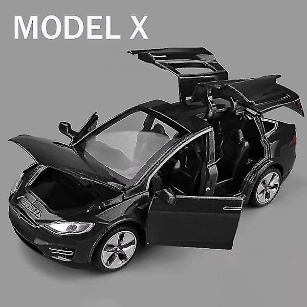 1:32 Tesla Model X Model 3 Model S Model Y Metalliset Autot Diecast Leikkiautot Ääni- ja Valoefektit Lasten Leikkikalut Pojille Lahjat Model X Black