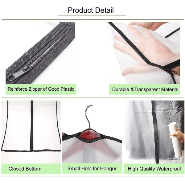 Pack Of 12 Garment Bag Suit Long, 60 X 120/100 Cm Edge Tran