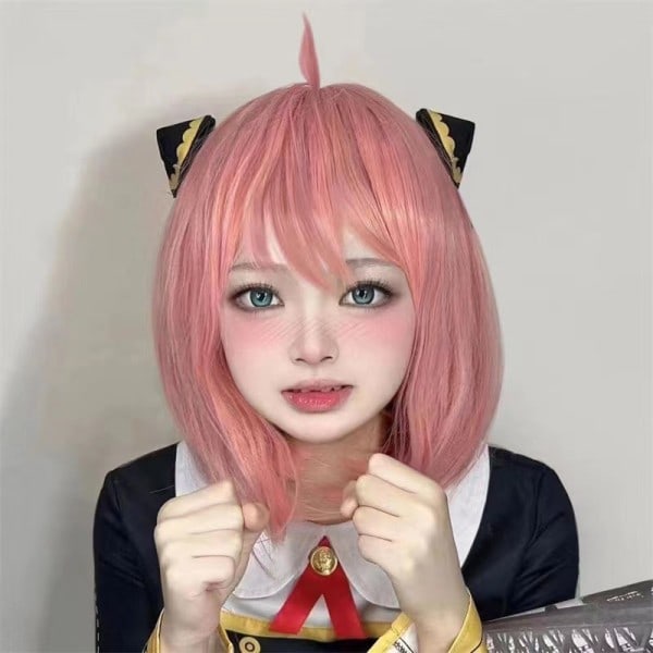 Anime Spy X Family Anya Forger Piger Rosa Cosplay Paryk Hår Tilbehør