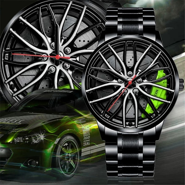 Lyxiga herrklockor Sportbilsklockor 3D Sportfälgsnav Hjul Armbandsur Bil Quartz Herrklockor Kreativ Relogio Masculino blue