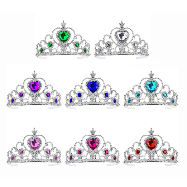 Sett med 8 låver Princess Tiara Crown Girls Princess Tiara