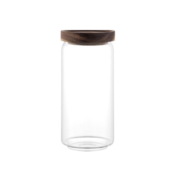 Luftät glasburk Klara burkar Spannmålsbehållare Matförvaringsflaskor Kaffe Te Förvaringsburk med trälock