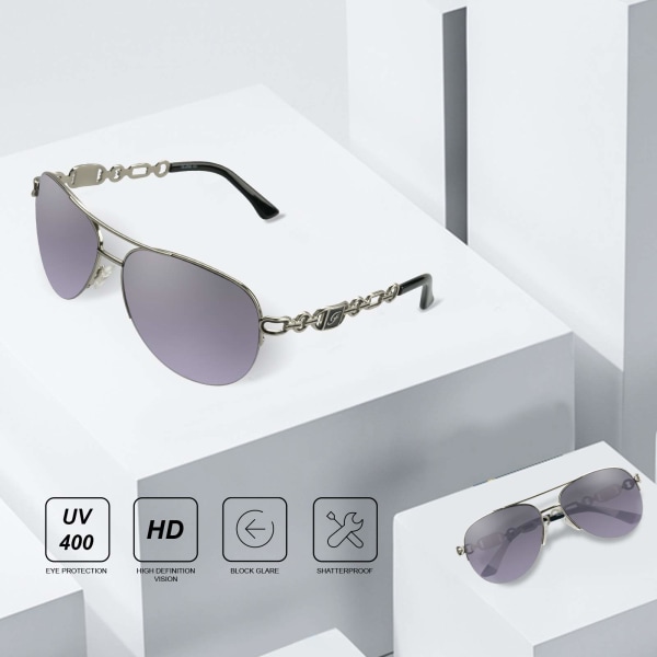 Solbriller til kvinder Mænd Spejlsolbriller Rundt metalstel UV-beskyttelse