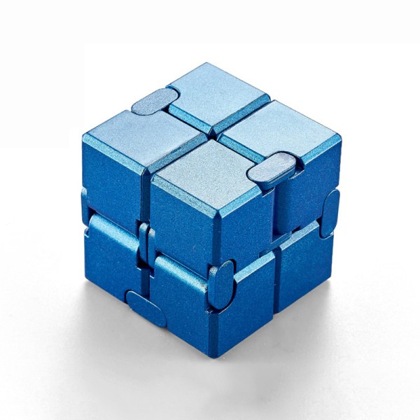 Dekompressionslegetøj Premium Metal Infinity Cube Portable Sort Blue B