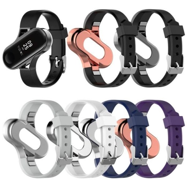 (Vit) Armbandsarmband med hållare i rostfritt stål för Xiaomi Mi Band 3 Smart Tracker