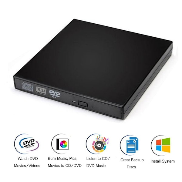 Ekstern CD/DVD-drev til bærbar computer, USB3.0 & Type C DVD-afspiller