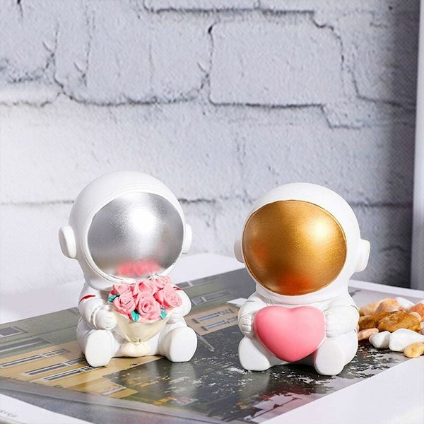 Resin Astronaut Triumph 2-delt figur Spaceman Statue Dekor Ornament Dekorationer til fødselsdagsfester