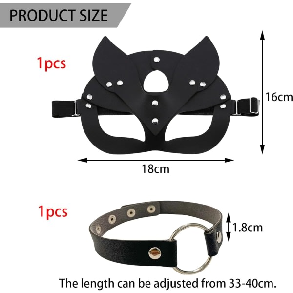 2ST läder kattmask - sexig ögonmask - cosplay kostym