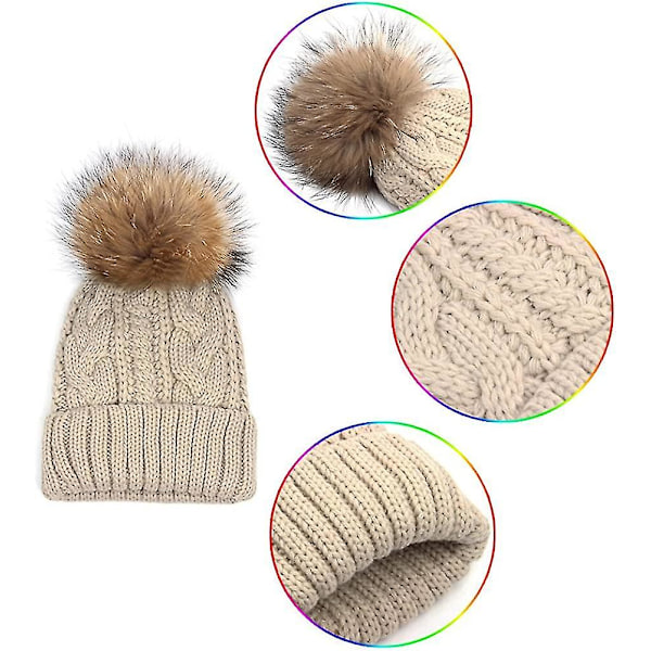 Handel Barn Förälder-barn Set Höst Och Vinter Boll Twist Stickad Mössa Mode Varm Ull Mössa（barn）