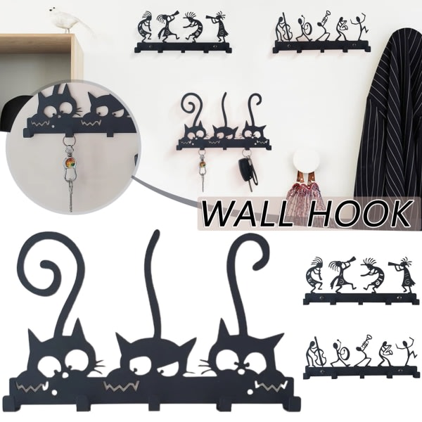 Symfoniorkester Nyckelhållare Vintage Black Metal Vägg Key Hook Dekor Hanger Style 3