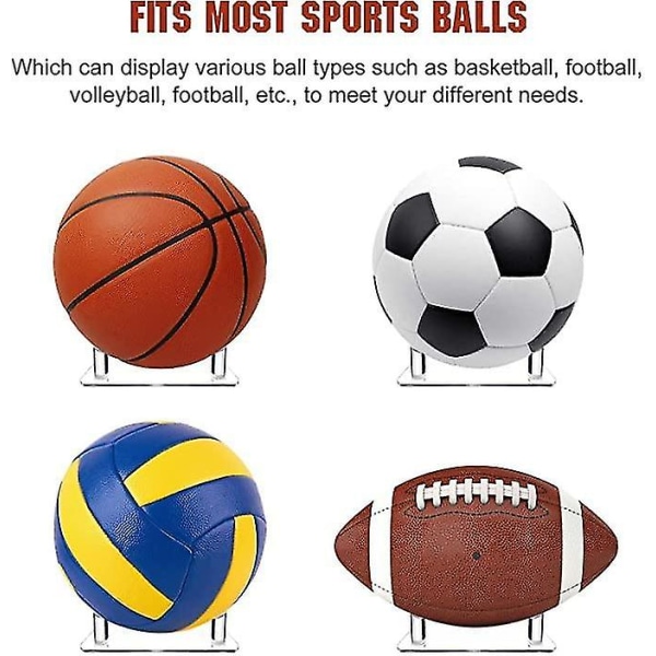 Akryl Ball Stativ Holder, 2 Stk Sports Ball Oppbevaring Displa