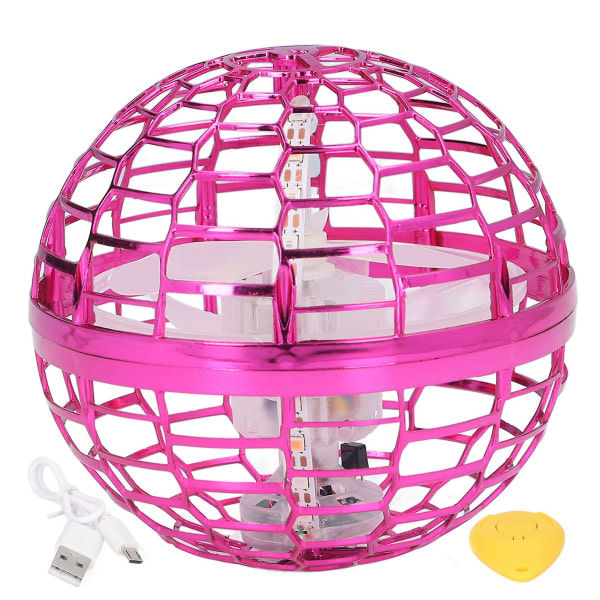 Barn flygande boll leksak Pojkar Flickor inomhus utomhus roterande flygande leksak med LED-ljus födelsedag rosa
