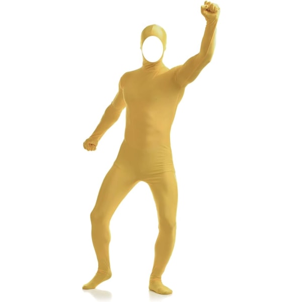 ler herr- och damspandex öppen ansikte helkropp zentai kostym body champagne x-large