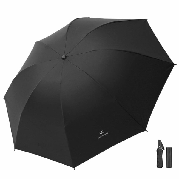 Sammenleggbar paraply UV-beskyttelse, automatisk svart paraplyfolding, bærbar for reiser