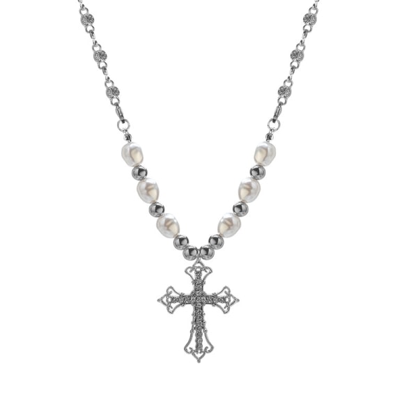 Vintage Cross Pearl Pendant tilbehør Alsidig halskæde