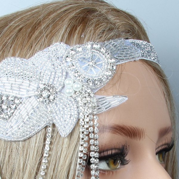 Elegantti vintage stil kvinnor diamant hår bändi Elastiska huvudbonader hår ring fest