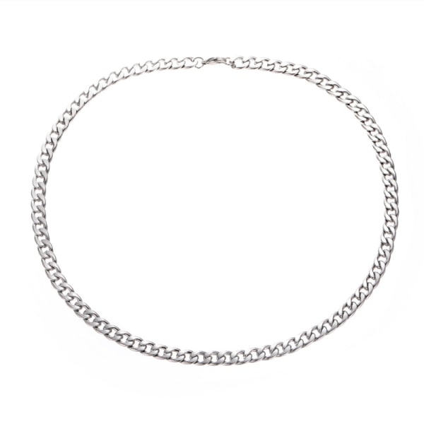 Halsband i titanstål för män, nyckelben, kedja, accessoarer, kubansk länk 6mm Width 50cm