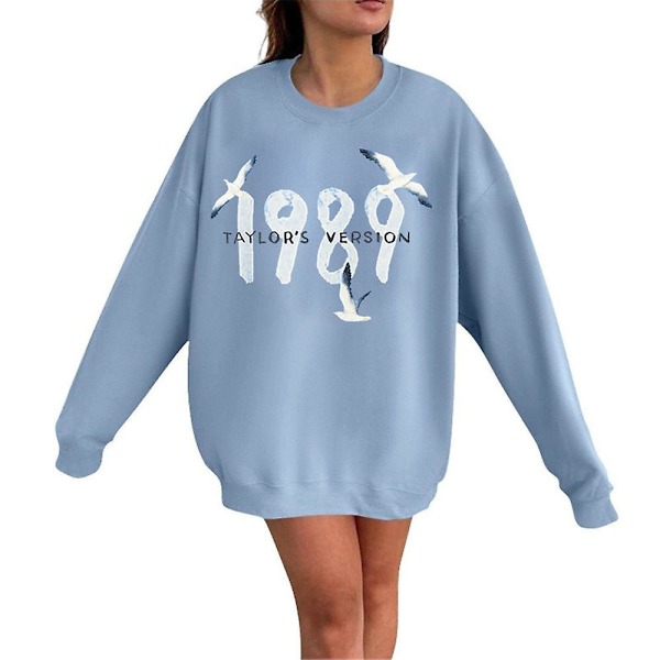 Dametøj Taylor Swift 1989 Konsert Sweatshirt Længærmet Casual Løstsiddende Baggy Crewneck Trøje Bluser Topper til Swiftie Fans Gave S