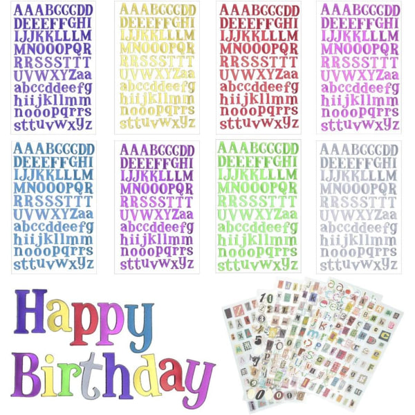 14 ark bokstav alfabet klistermärken bokstäver och siffror retro bokstäver klistermärken färger